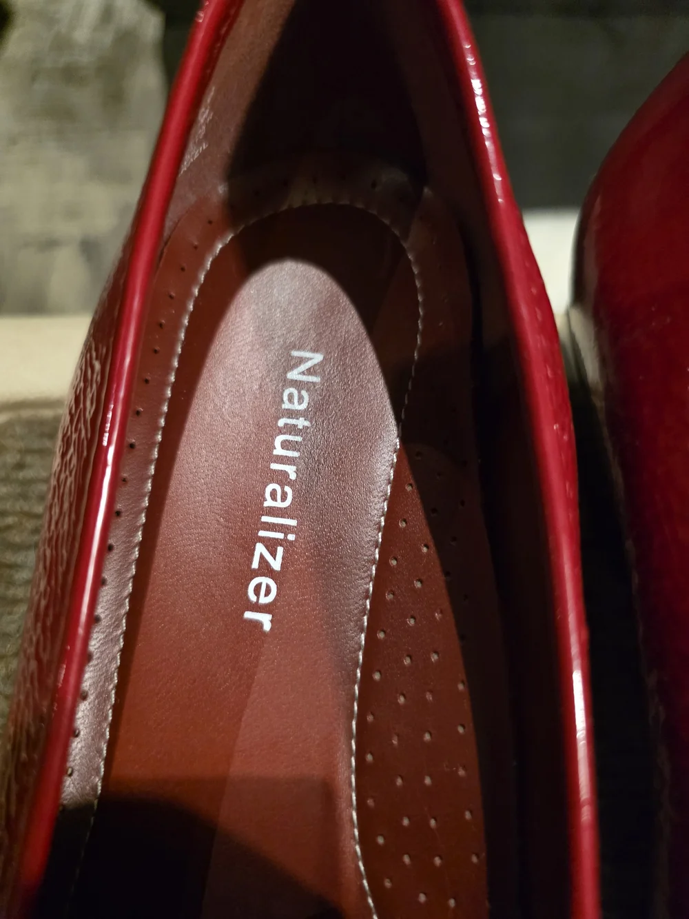 Naturalizer Red Patent Loafers with Buckle Accent